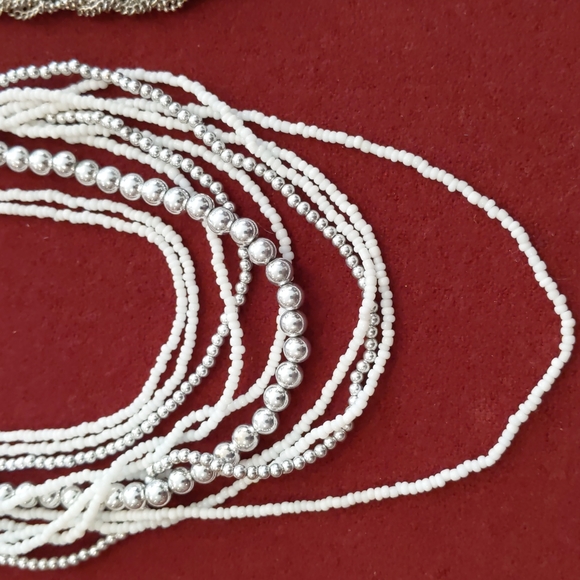 3 for $30 Fashion Jewelry Lot of Three Necklaces Stackable Silver Beaded - Picture 3 of 8